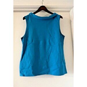 XL TALBOTS Turquoise Blue Sleeveless Boat Neck Blouse‎ Office Teacher Preppy